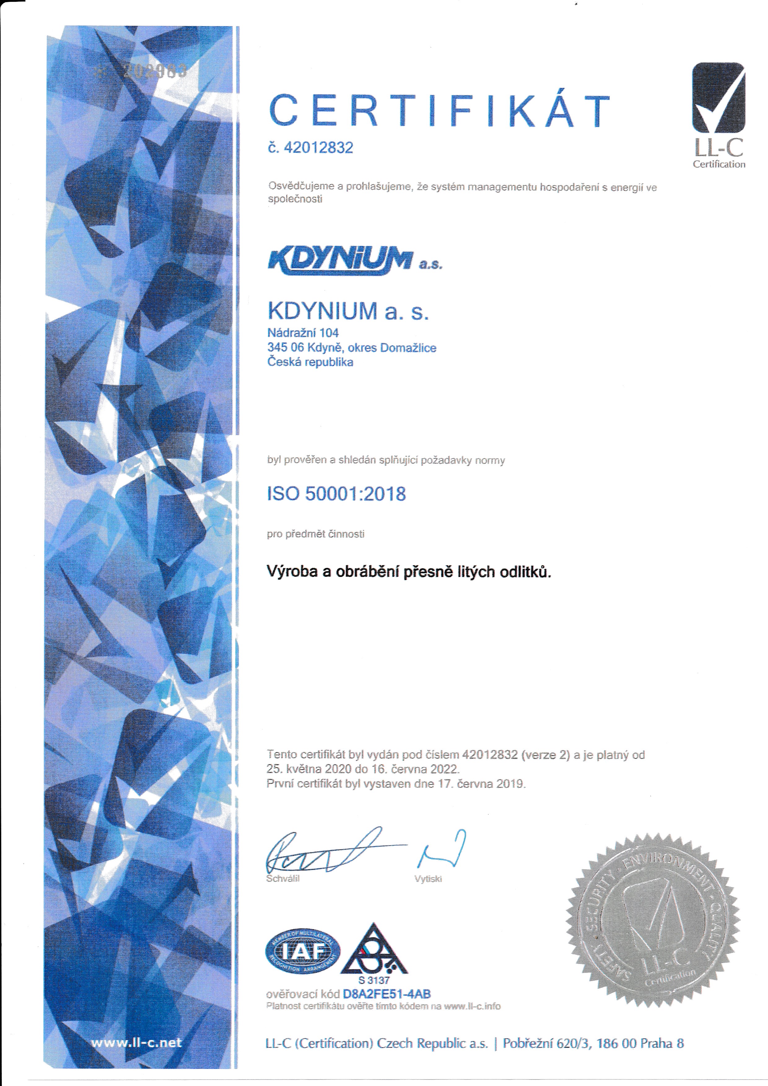 Certifikát ISO_50001:2018